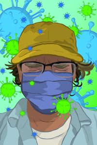 Gregory T. Nelson, Self-Portrait: Surrounded by the Virus in Quarantine