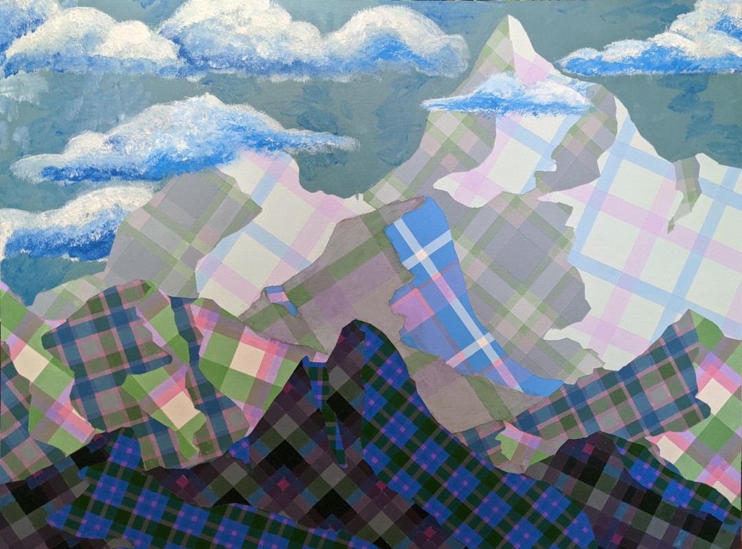 Alyssa Love, Plaid Mountain, 2020, Acrylic on canvas, 30x40 in., Collection of the artist