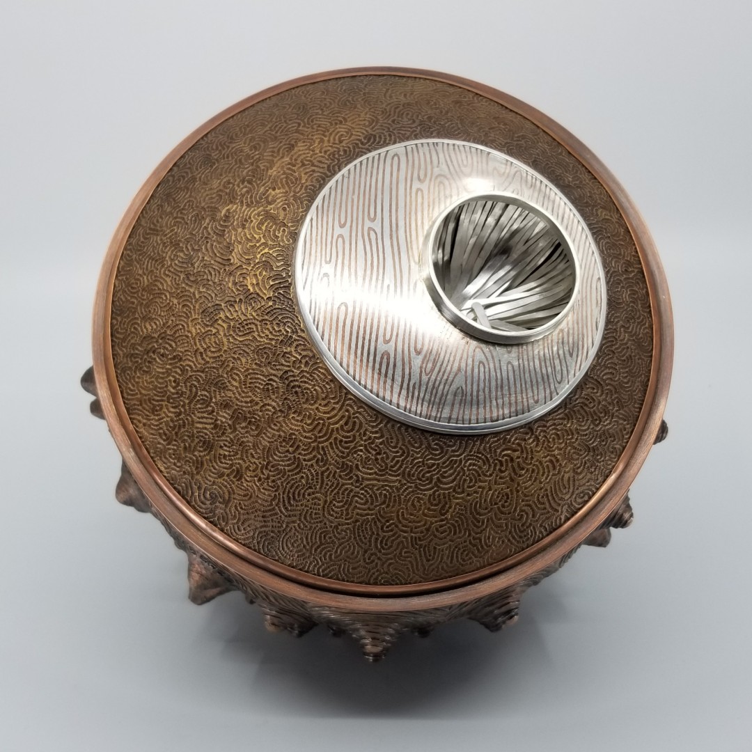 David Barnhill, Everything is Connected, 2021, Red brass, bronze, fine silver, and copper, 6" x 8" x 9"