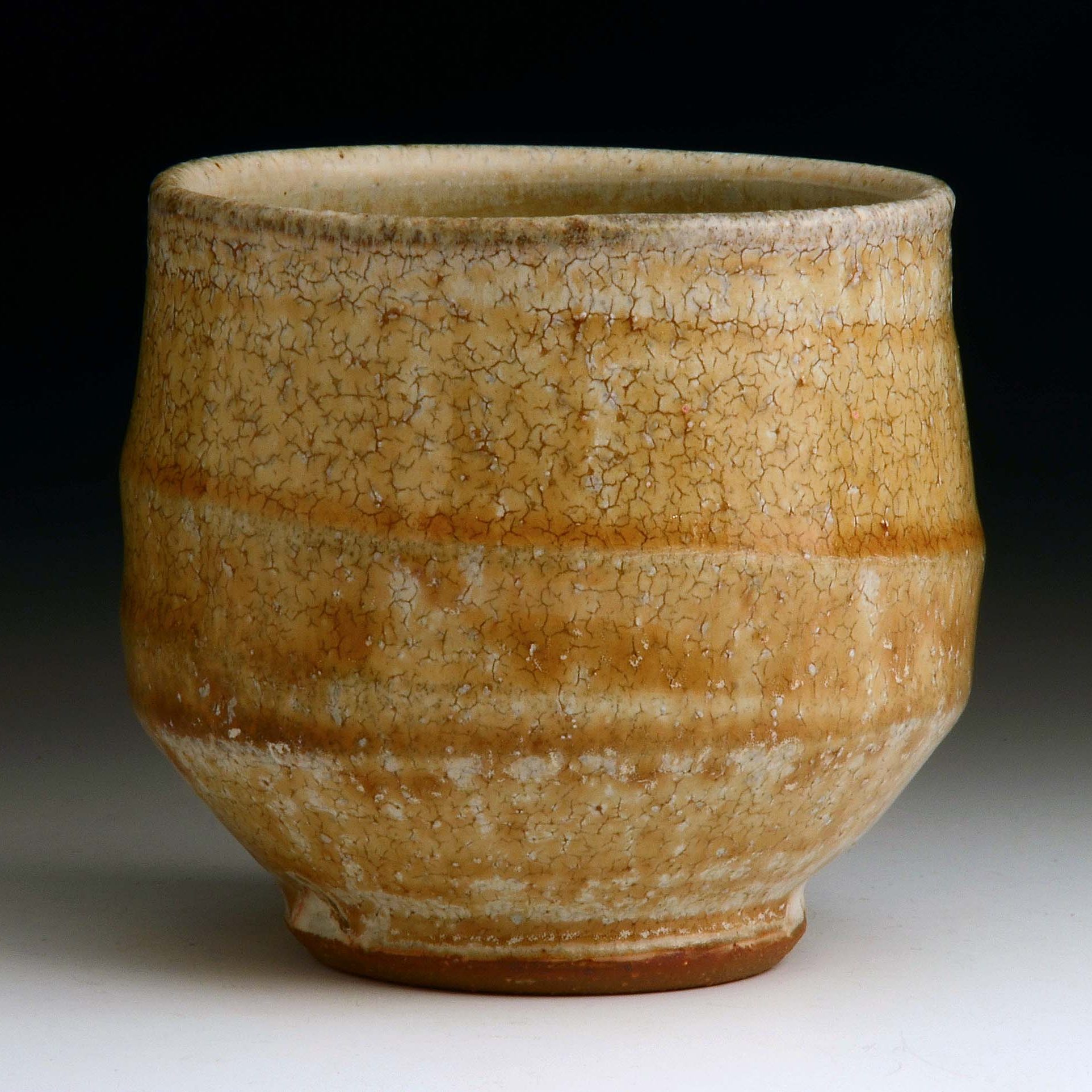 [4]
Rick Hintze, Yunomi, 2020, stoneware, white crackle slip, and wood ash glaze, 3.75x4x4 inches, collection of the artist